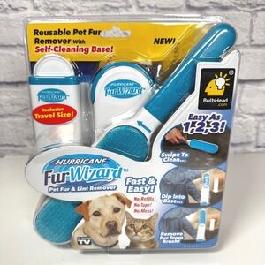 Hurricane Fur Wizard Pet Hair Lint Remover Self-Cleaning Base Travel Size NEW